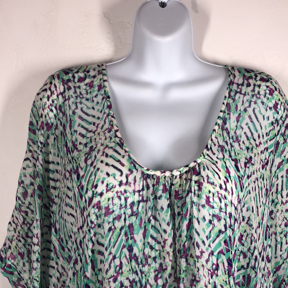 Shoshanna green and purple 100% silk swim cover up size small - Picture 2 of 10